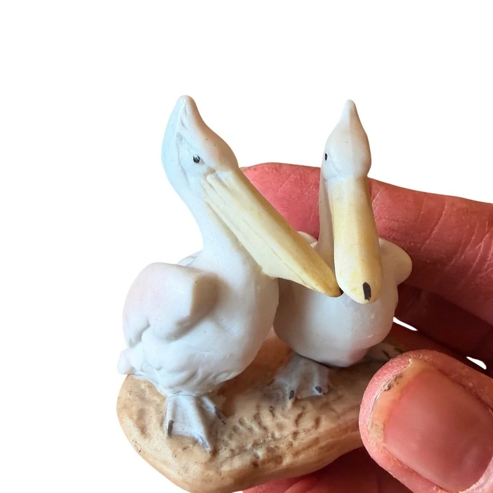 Vintage Capodimonte Style Pelican Bird Figurine Porcelain Crown N Mark 3